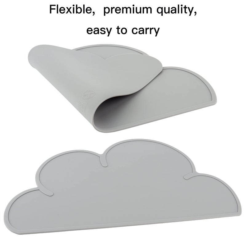 DesignSter Pet Food Matsâ€“Dog Cat Feeding Mat Top Grade Cloud Silicone Pad Anti-Slip Waterproof Anti-Slip Bowl Placemat (Gray) - Image 4